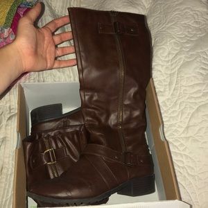 Brown Just Below the Knee Boots